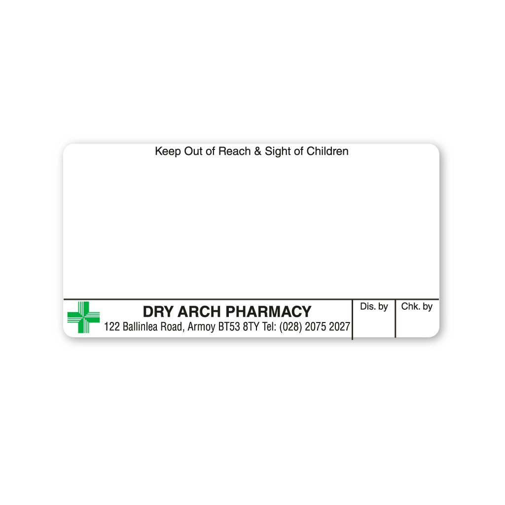 Dry Arch Pharmacy Labels (70x36mm)