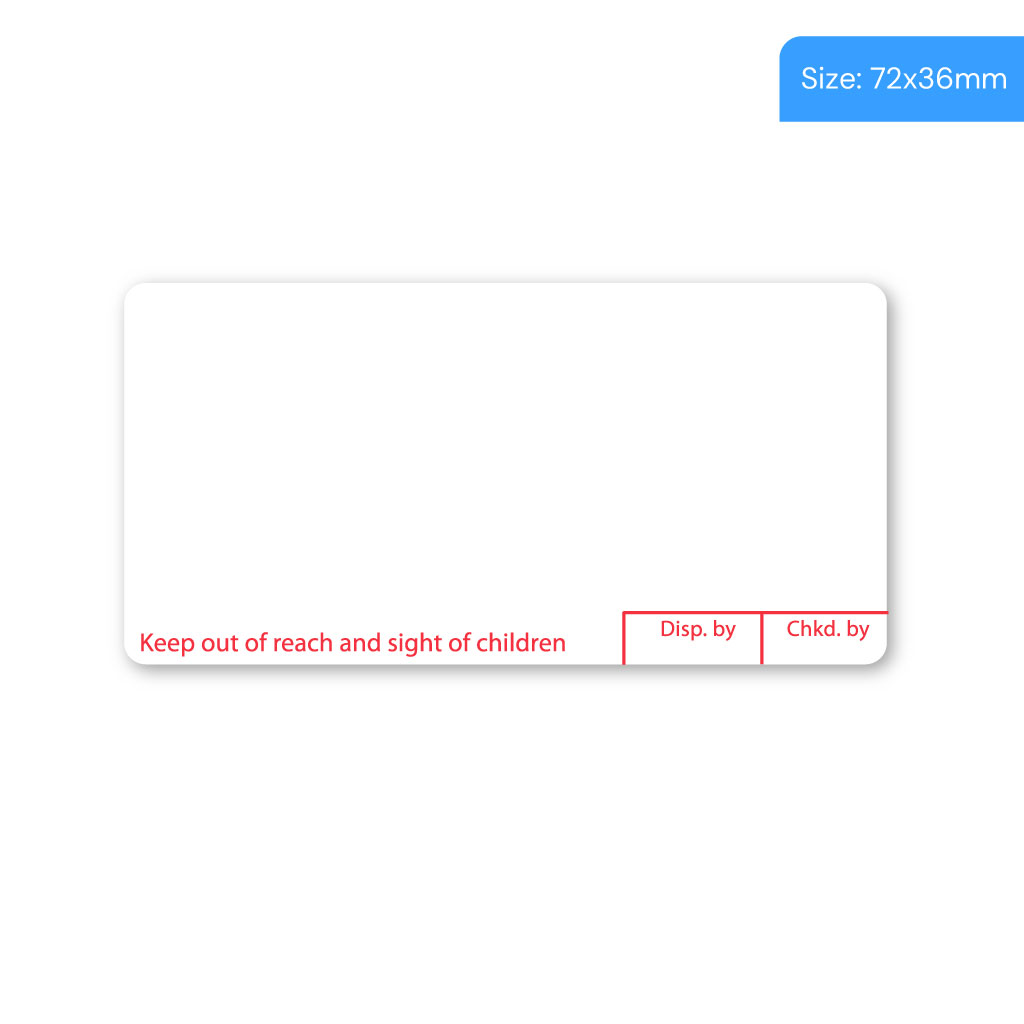 Zebra Pharmacy Dispensing Labels   72x36mm