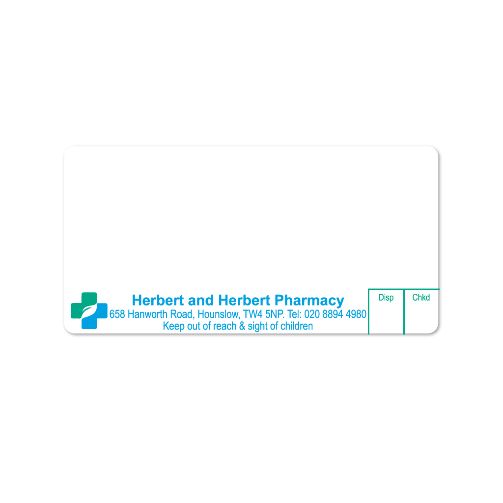 [AZEMT3934] Herbert & Herbert (658 Hanworth Rd) Pharmacy Labels
