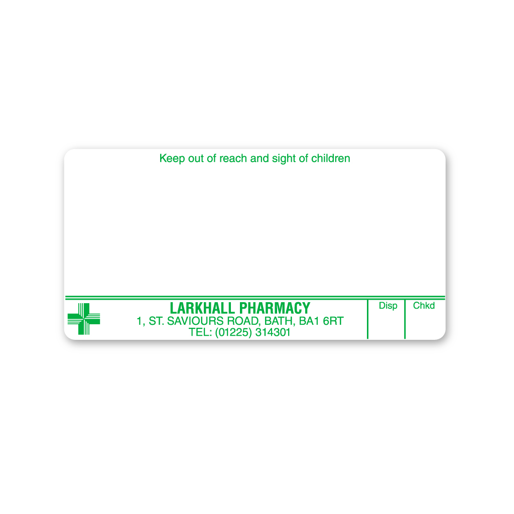[AZEMT3624] Larkhall Pharmacy Labels (Bath)
