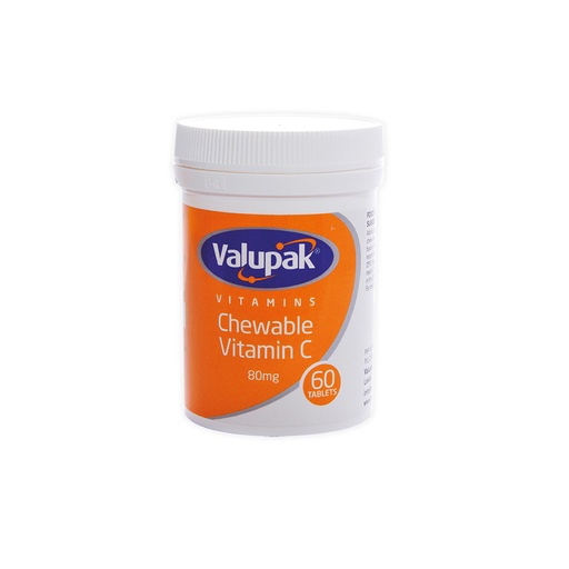Valupak Vitamin C Chewable 80mg 60 Tablets