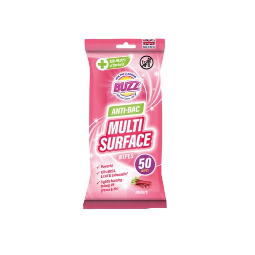 Buzz Anti Bacterial Wipes Rhubarb